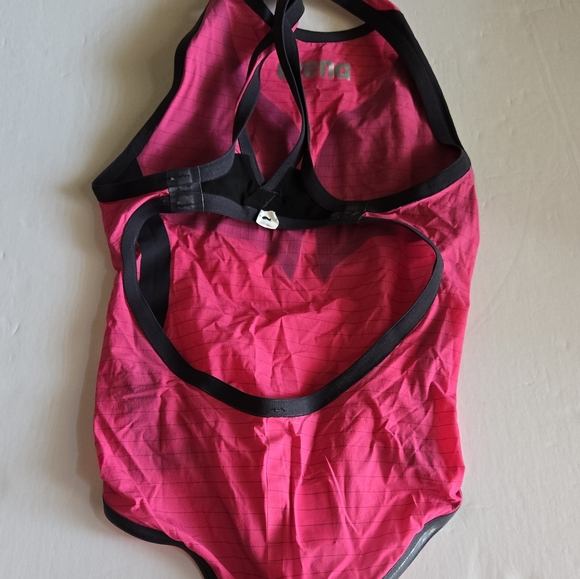 Arena Women's Powerskin Carbon Duo Top And Jammer Swim Tech Suit Gray And Pink - Picture 8 of 13